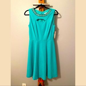 Mint/Teal Stretchy Washable A-Line Peekaboo Dress
